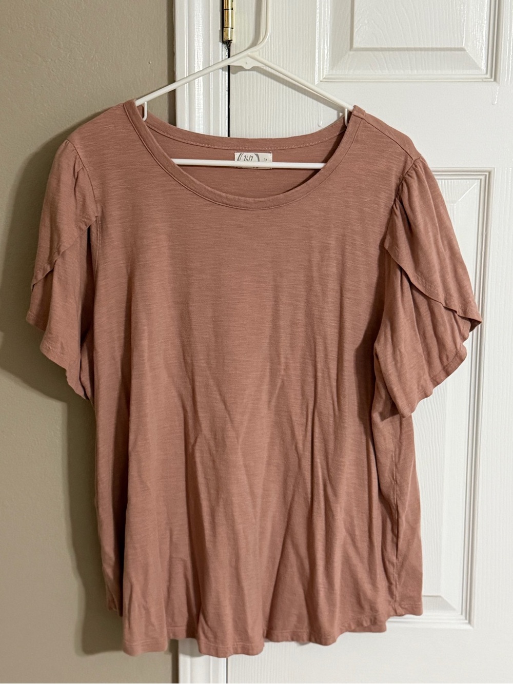Maurices Dusty Rose Ruffle Sleeve Tee